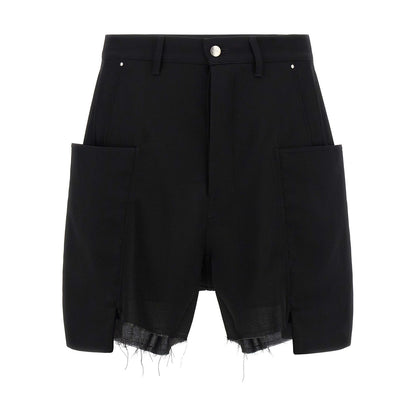 Rick Owens Black Wool Bermuda Shorts