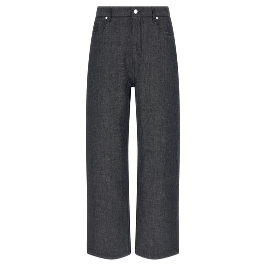 Fendi Gray Linen Straight-Leg Jeans