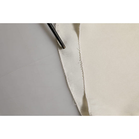 Dolce & Gabbana Off White Silk Straight Wide Leg Trouser Pants