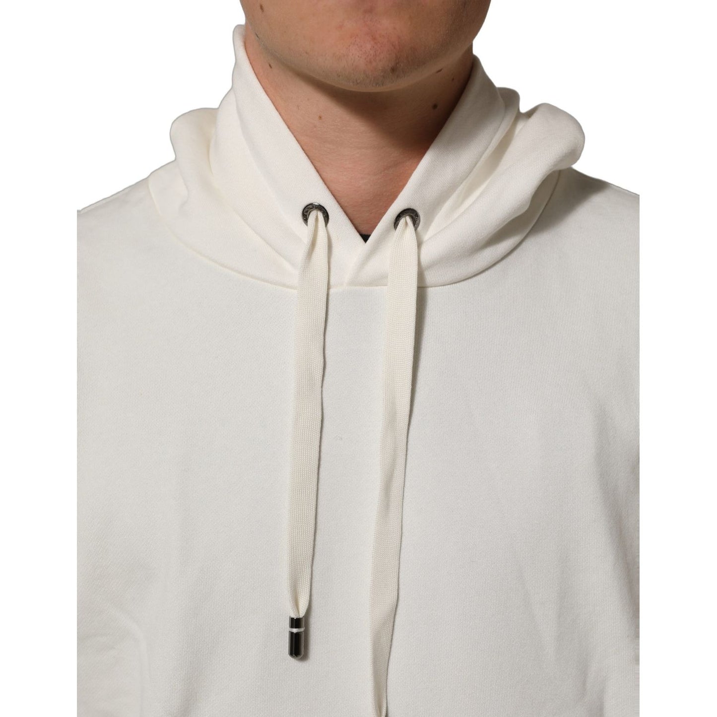 Dolce & Gabbana White Logo Hooded PulloverSweatshirt Sweater