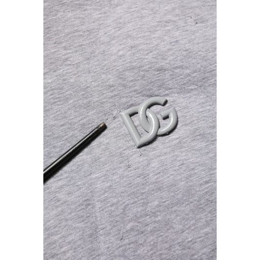 Dolce & Gabbana Gray Cotton Logo Hooded Sweatshirt Sweater