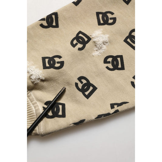 Dolce & Gabbana Brown Cotton Logo Hooded Sweatshirt Sweater