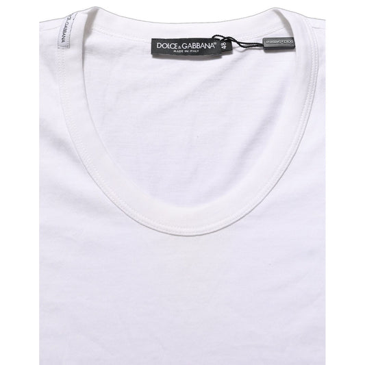 Dolce & Gabbana White Cotton Short Sleeve Round Neck T-shirt