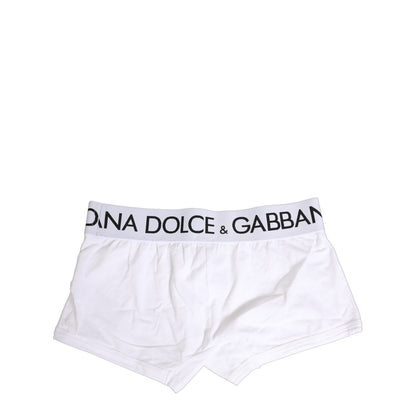 Dolce & Gabbana White Cotton Stretch Regular Boxer Underwear