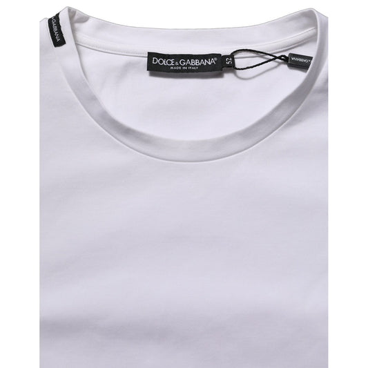 Dolce & Gabbana White Cotton Short Sleeves Crew Neck T-shirt