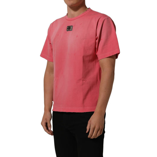 Dolce & Gabbana Pink Re-Edition Distressed Crew Neck T-shirt