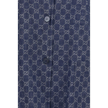 Gucci Blue Cotton Full-Length Jacket