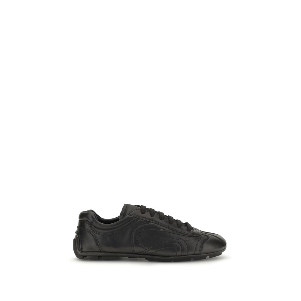 Prada Black Lamb Ovis Aries Low Top Sneakers