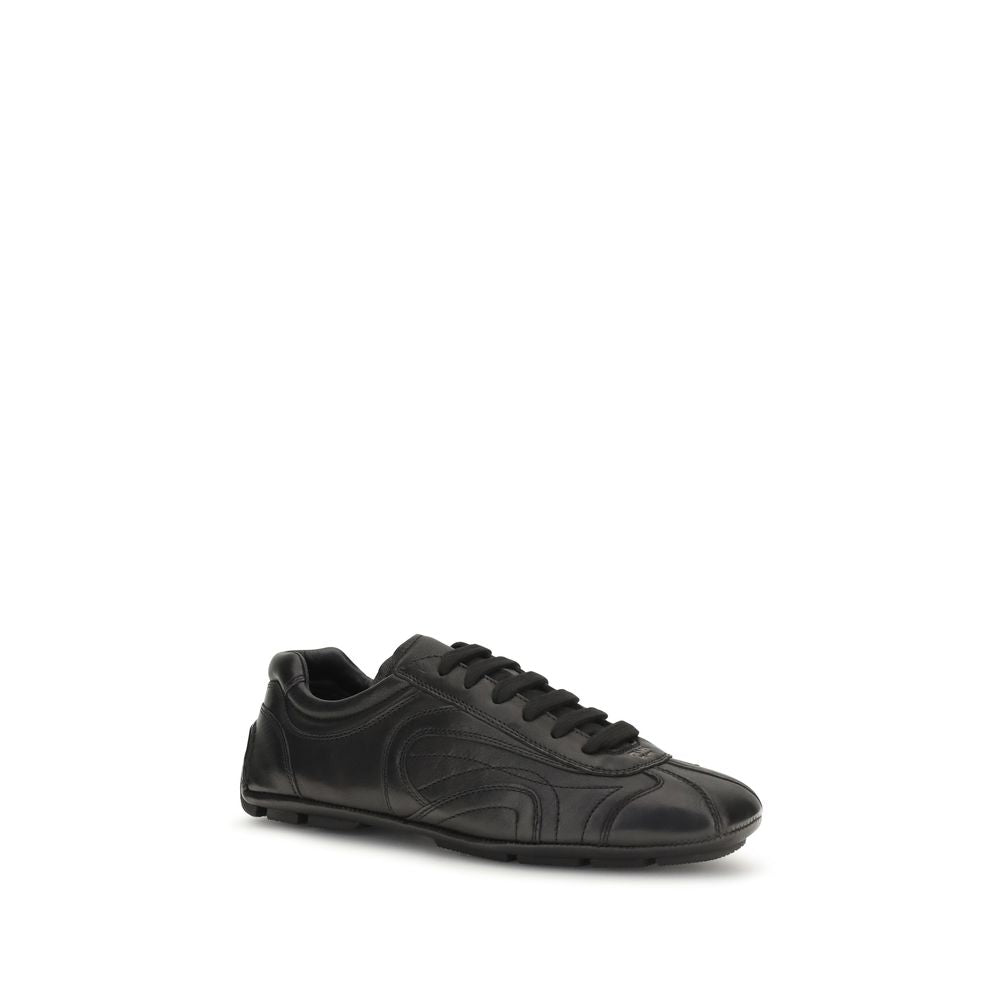Prada Black Lamb Ovis Aries Low Top Sneakers