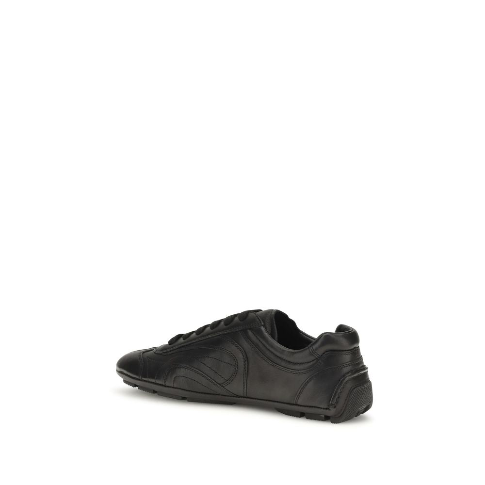 Prada Black Lamb Ovis Aries Low Top Sneakers