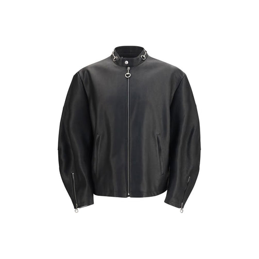 Gucci Black Calf Leather Bos Taurus Biker Jacket