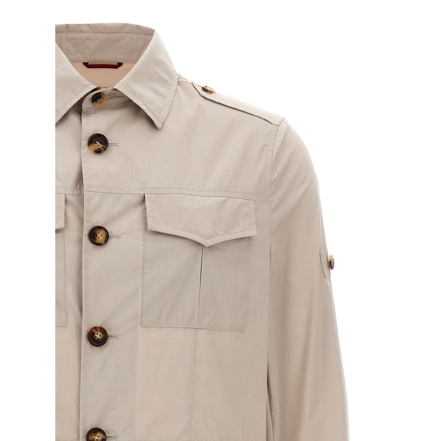 Brunello Cucinelli Beige Cotton Full-Length Jacket