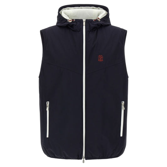 Brunello Cucinelli Blue Polyamide Sleeveless Jacket