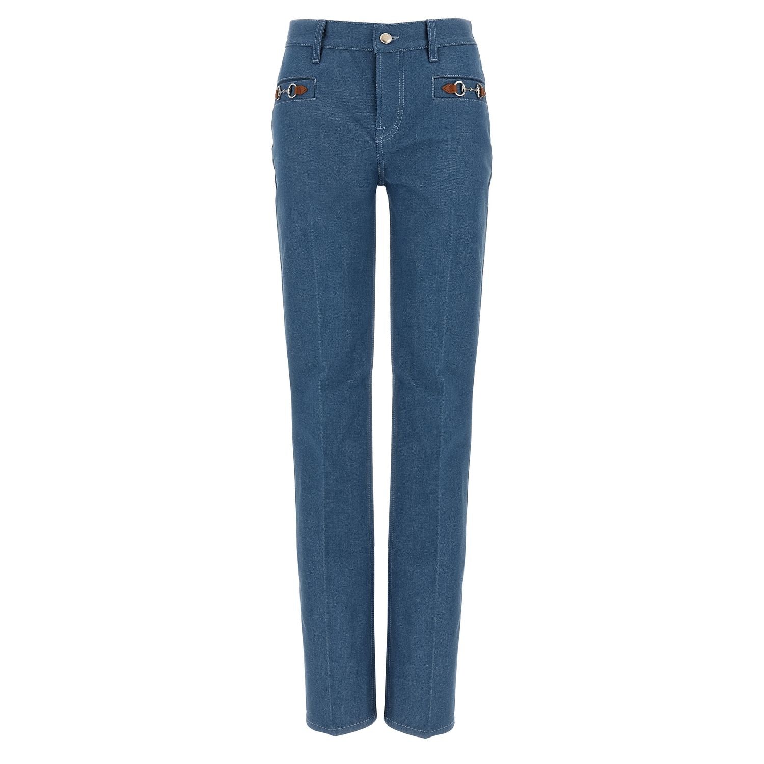 Gucci Blue Cotton Straight-Leg Jeans