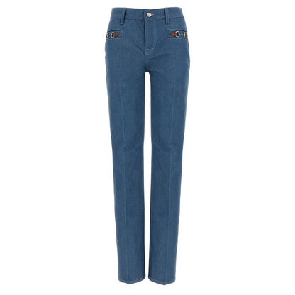 Gucci Blue Cotton Straight-Leg Jeans