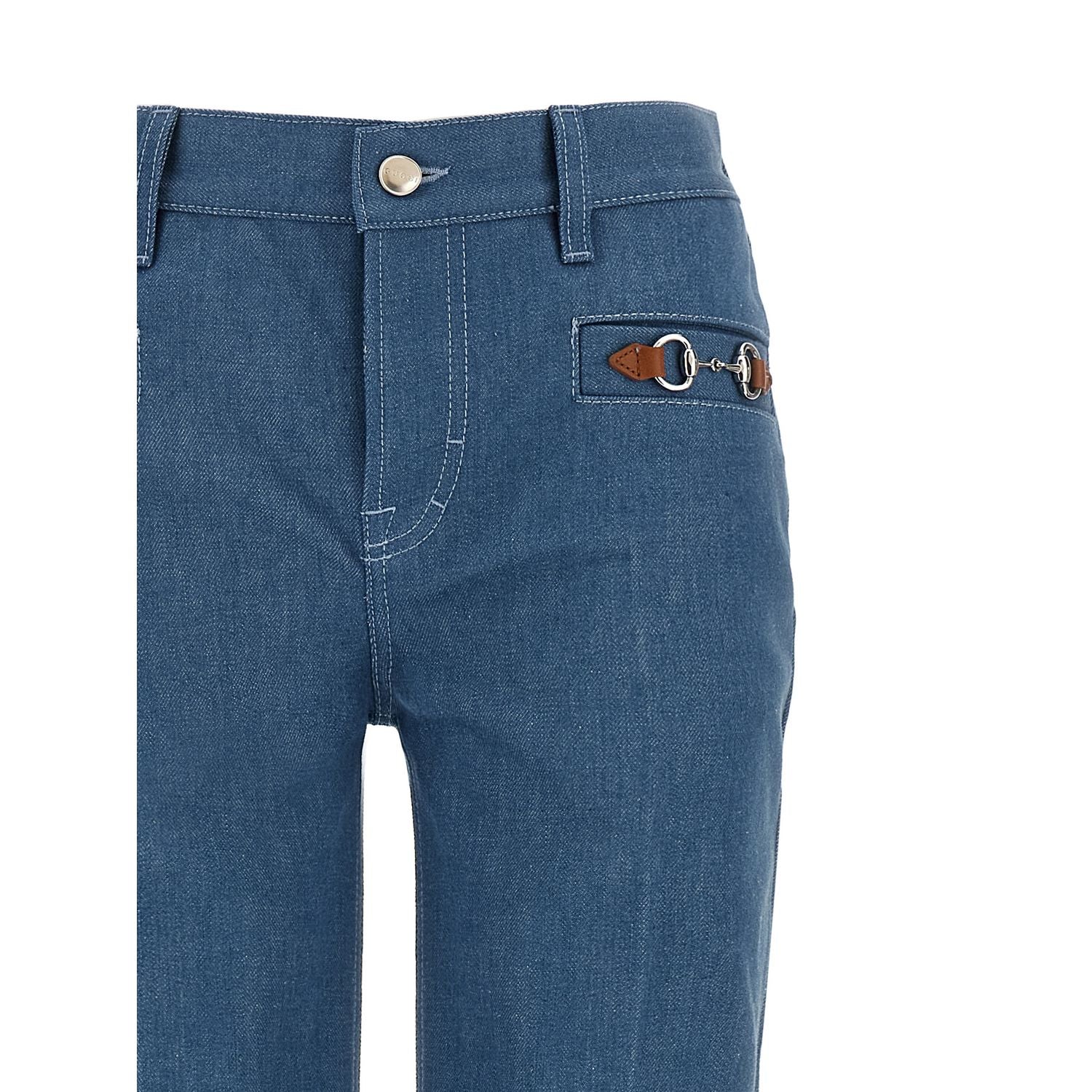 Gucci Blue Cotton Straight-Leg Jeans