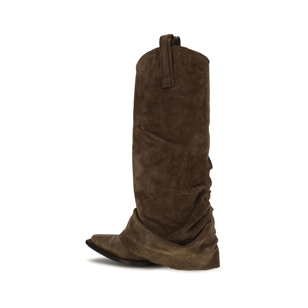 R13 Brown Goatskin Ankle Boots