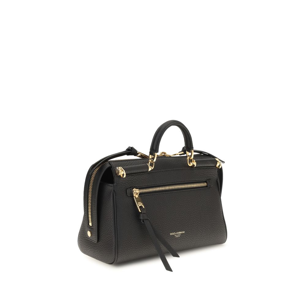 Dolce & Gabbana Black Calf Leather Bos Taurus Handbag