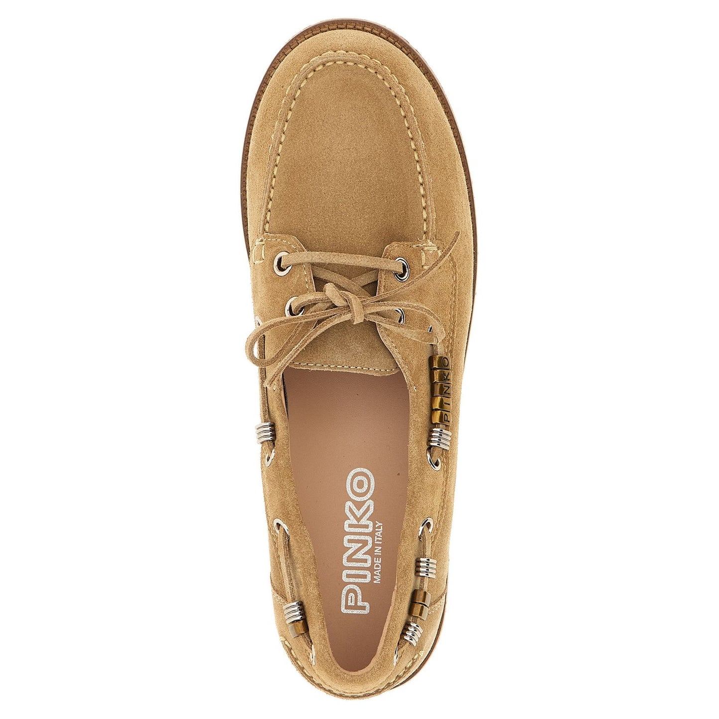 PINKO Beige Calfskin Moccassin