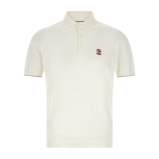 Brunello Cucinelli White Cotton Polo Shirt