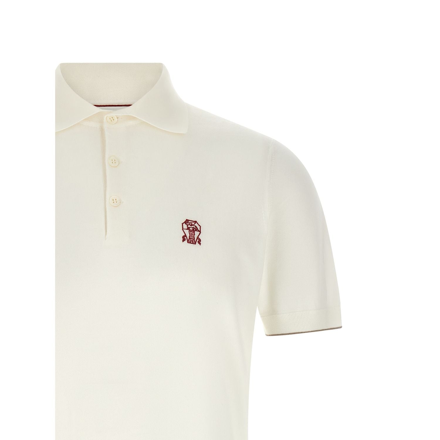 Brunello Cucinelli White Cotton Polo Shirt