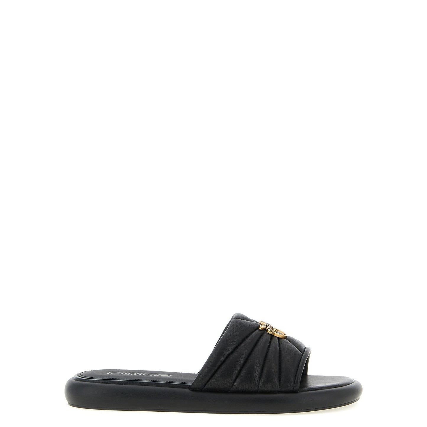PINKO Black Lambskin Slides