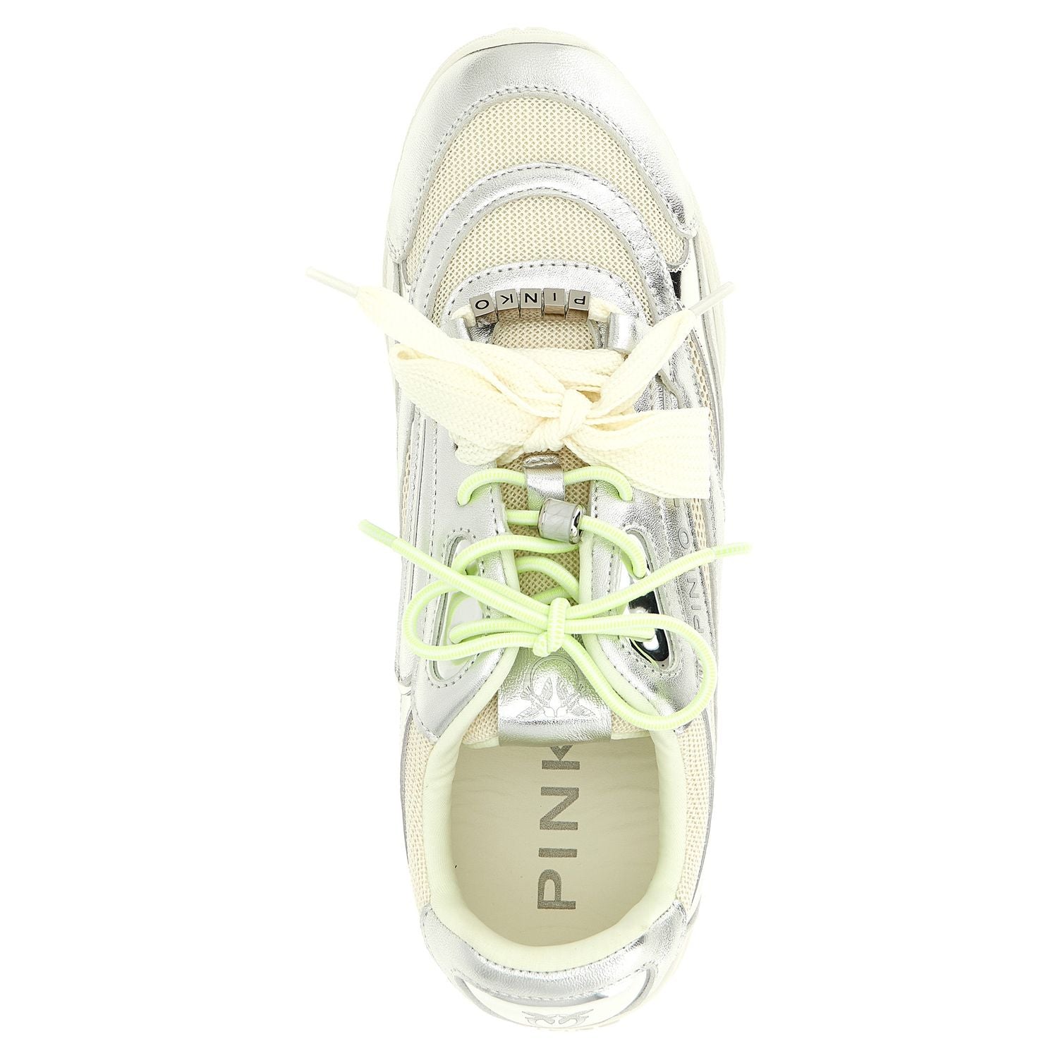 PINKO Silver Leather Athletic Sneakers