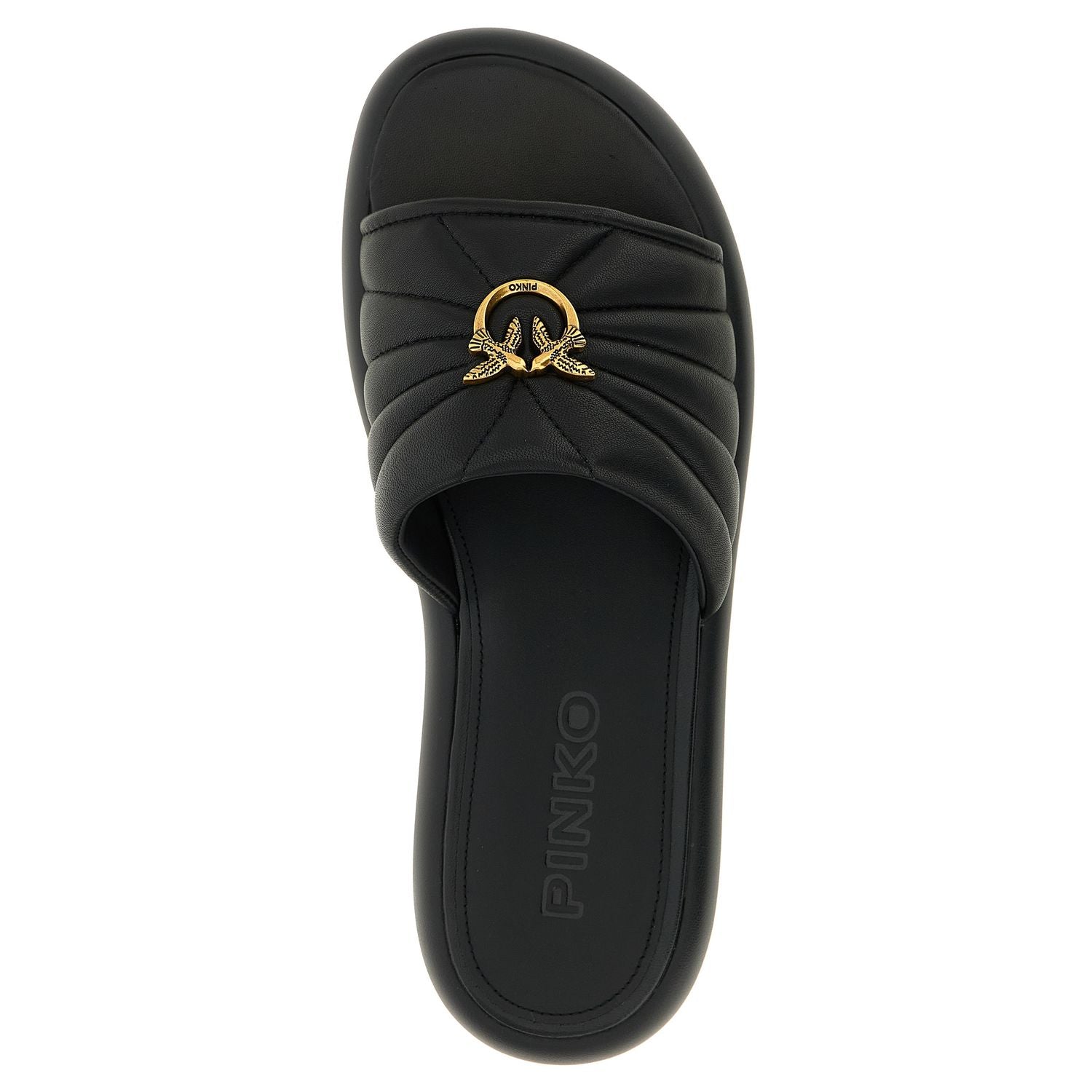 PINKO Black Lambskin Slides