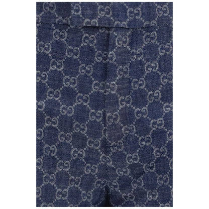 Gucci Blue Cotton Casual Pants
