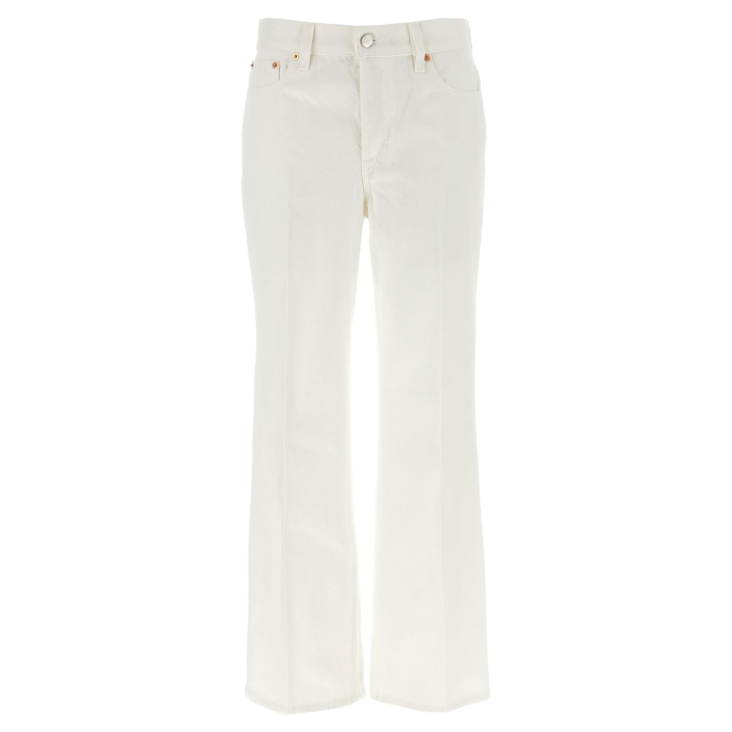Gucci White Cotton Cropped Jeans