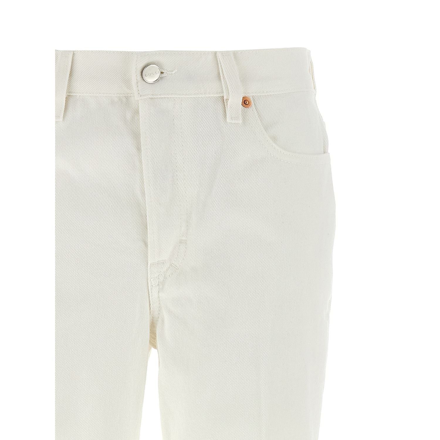 Gucci White Cotton Cropped Jeans