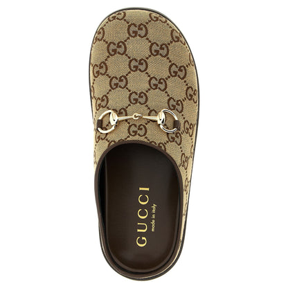 Gucci Beige Cotton Mules