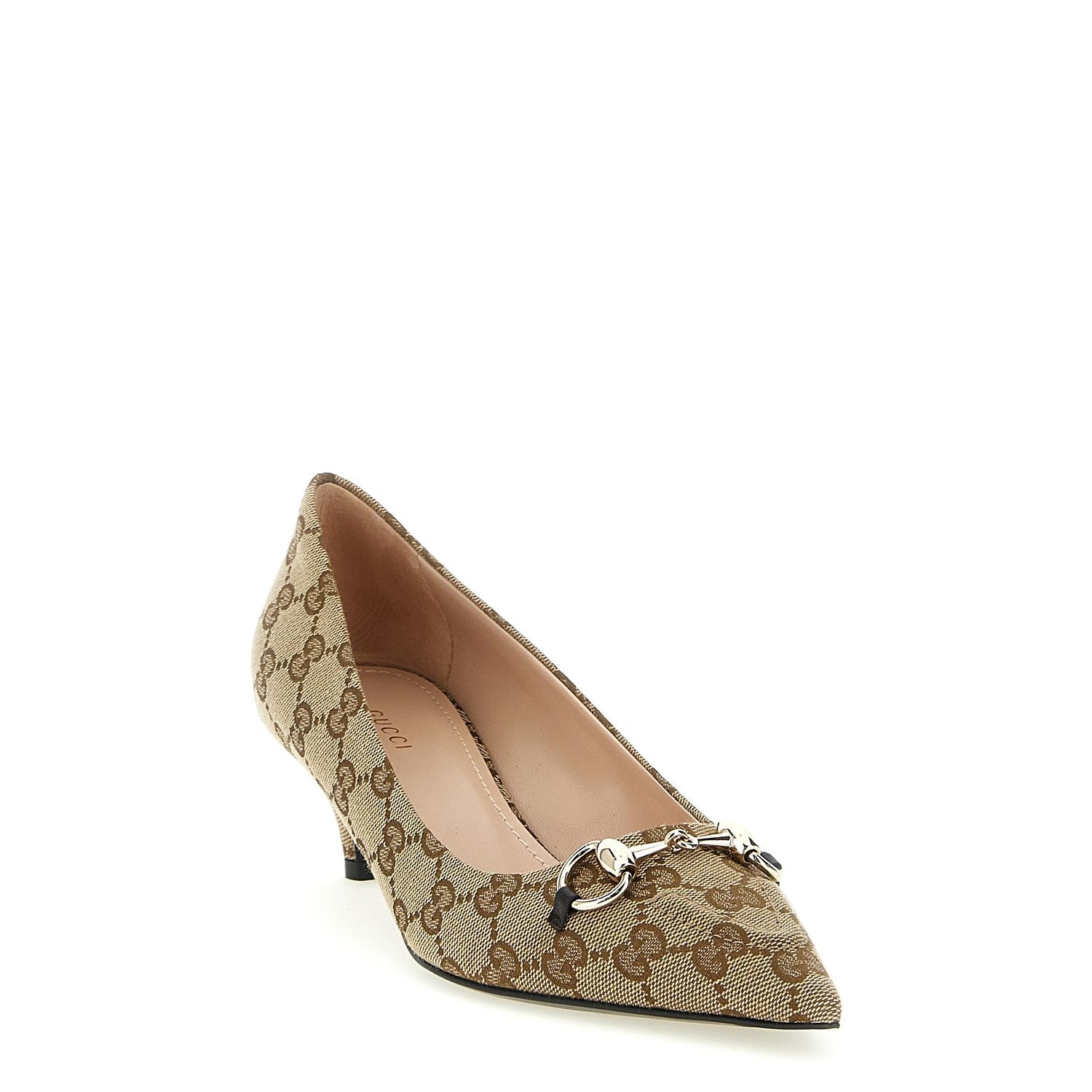 Gucci Beige Polyester Mid Heel Pumps