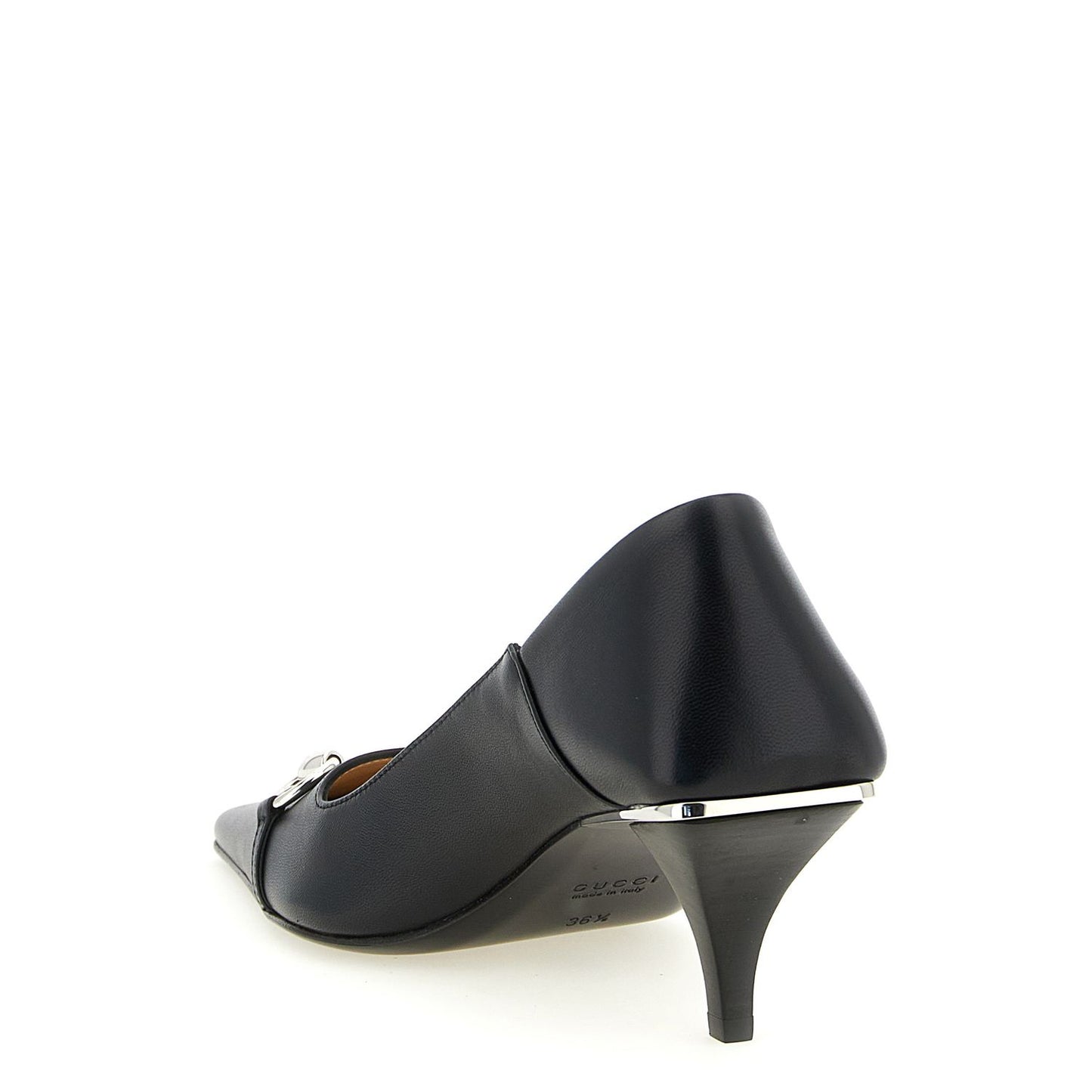 Gucci Black Lamb Leather Mid Heel Pumps