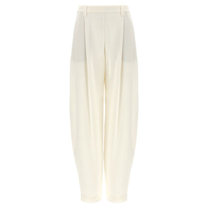 Brunello Cucinelli White Silk Casual Pants