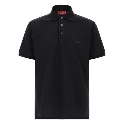 Gucci Black Cotton Polo Shirt
