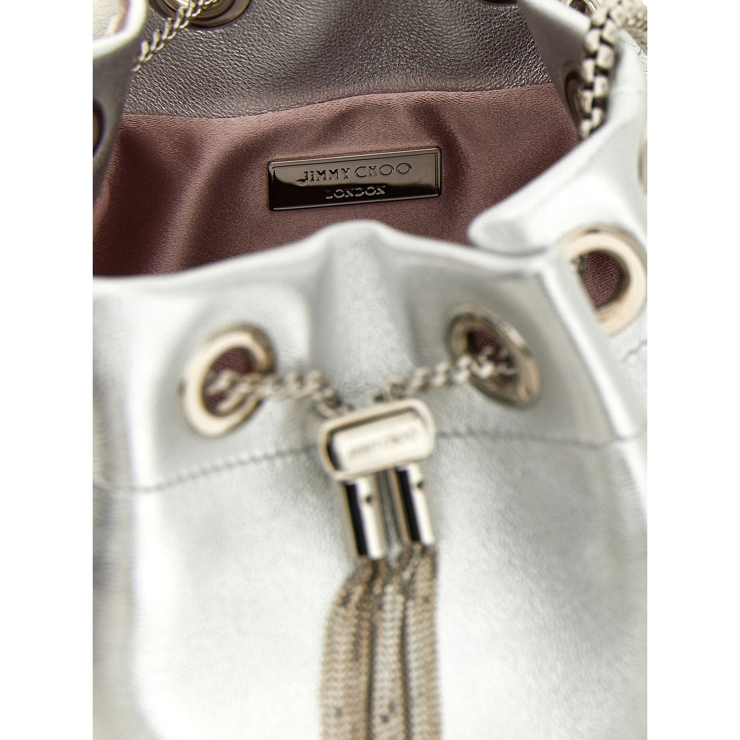 Jimmy Choo Silver Lamb Leather Handbag