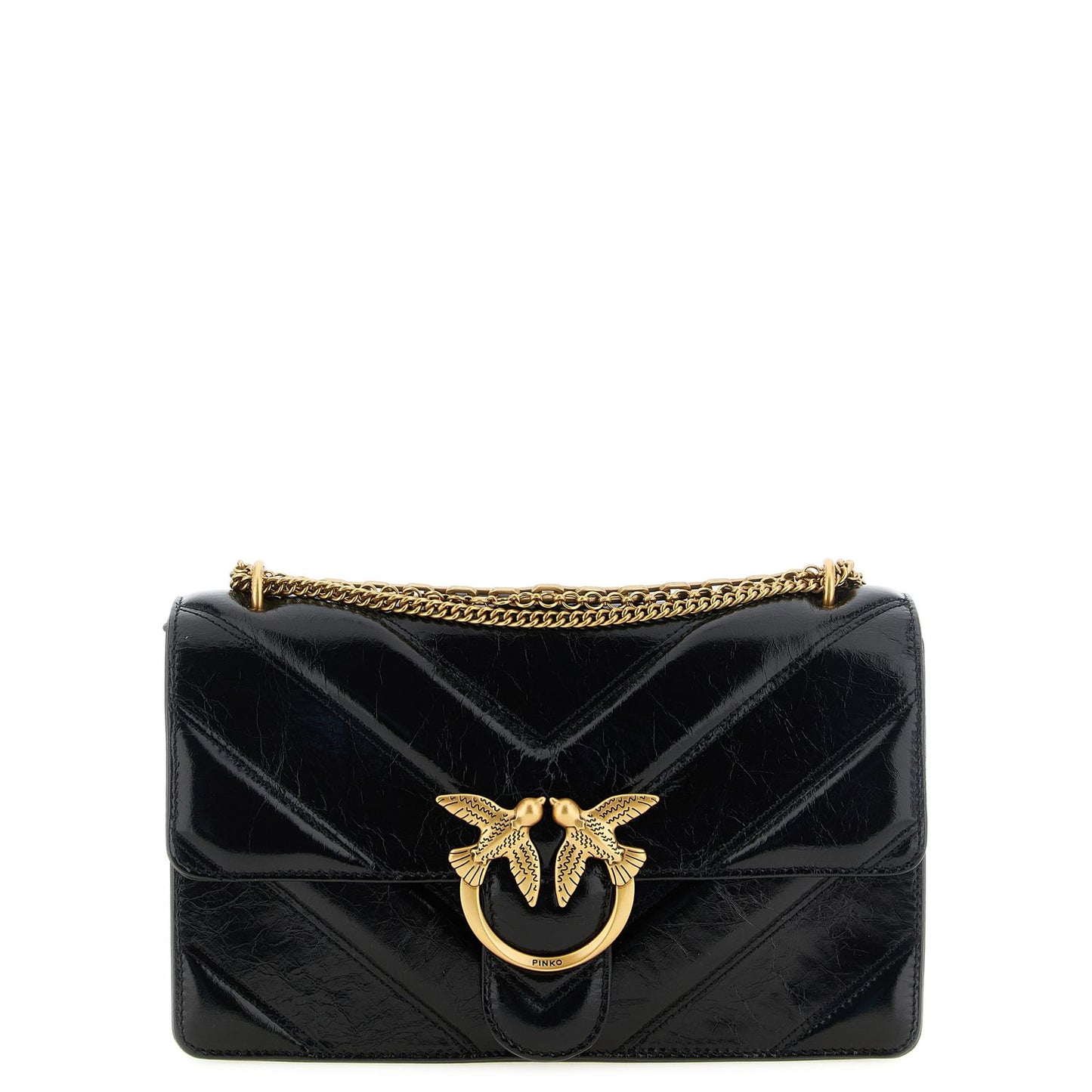 PINKO Black Calfskin Shoulder Bag