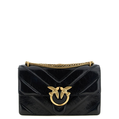 PINKO Black Calfskin Shoulder Bag