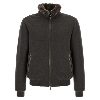 MooRER Brown Wool Bomber