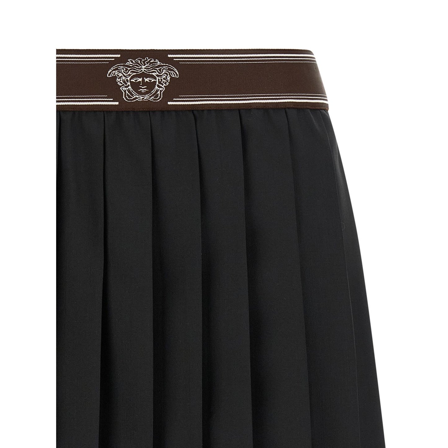 Versace Black Wool Long Skirt