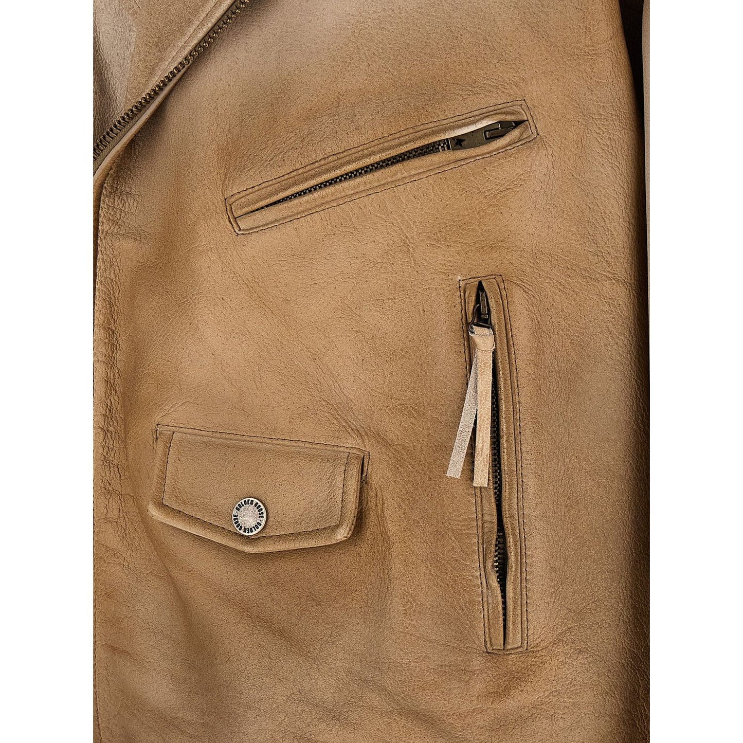 Golden Goose Beige Buffalo Leather Leather Jacket