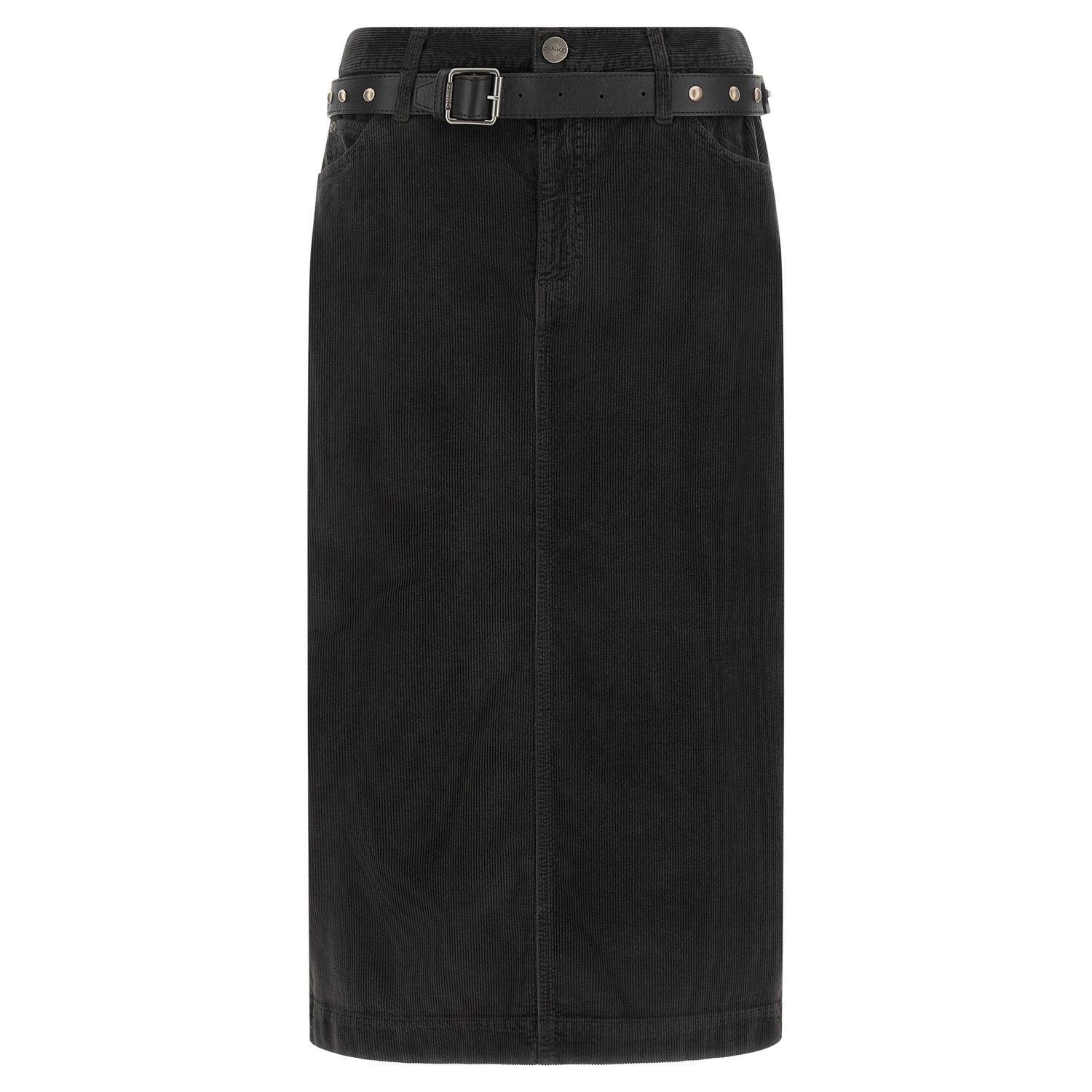 PINKO Black Cotton Midi Skirt