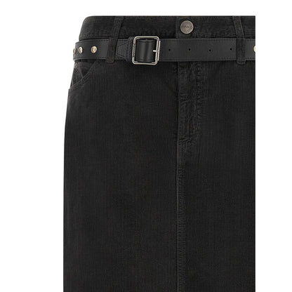 PINKO Black Cotton Midi Skirt