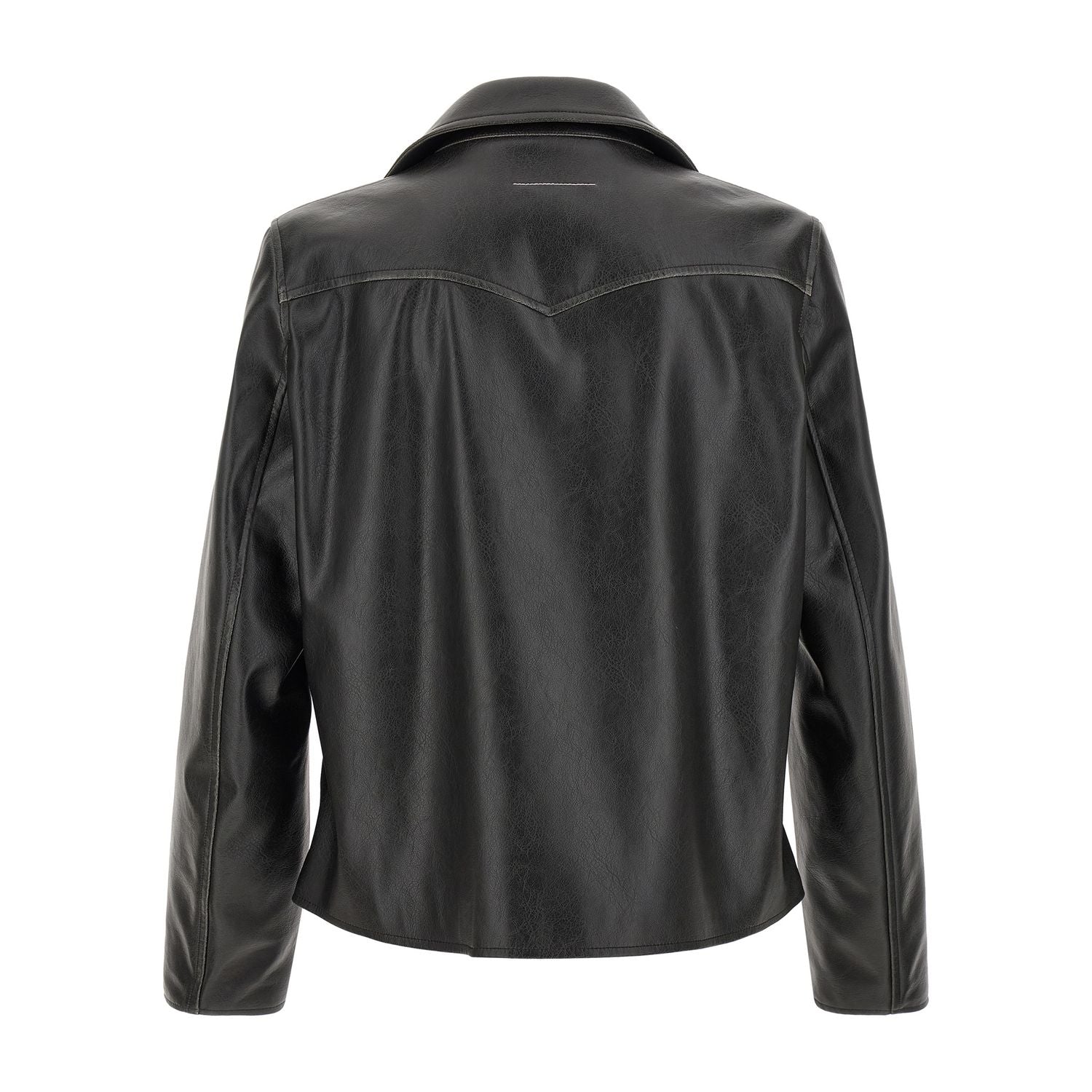 MM6 Maison Margiela Black Polyester Leather Jacket