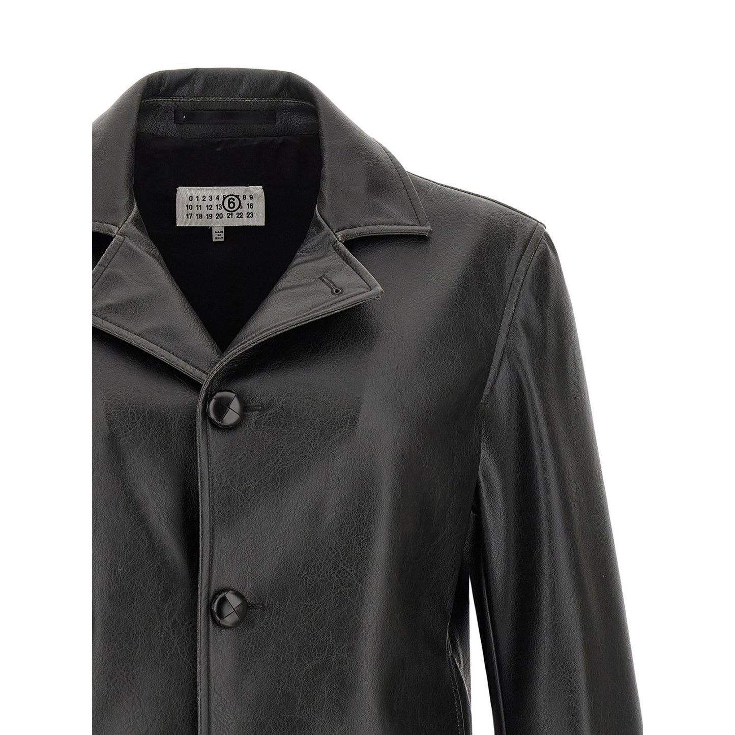 MM6 Maison Margiela Black Polyester Leather Jacket