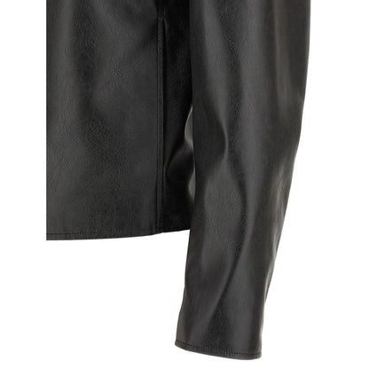 MM6 Maison Margiela Black Polyester Leather Jacket
