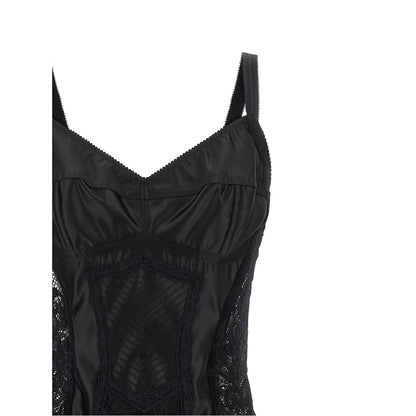 Dolce & Gabbana Black Polyamide Midi Dress