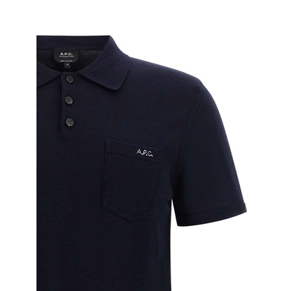 A.P.C. Blue Virgin Wool Polo Shirt