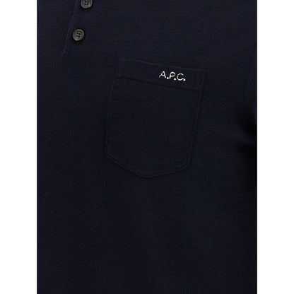 A.P.C. Blue Virgin Wool Polo Shirt
